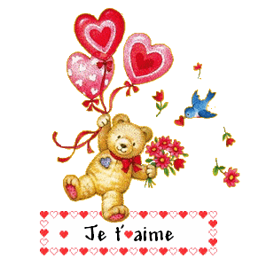 Gif animé coeur ourson